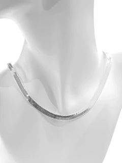 Choker de prata leve fita espelhada 6mm. - comprar online
