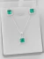 Conjunto verde claro cristal quadrado semijoia prata leve. - comprar online