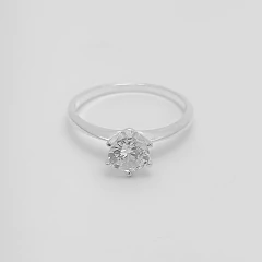 Anel solitário clássico de prata 925. - comprar online