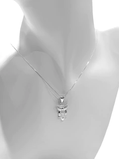 Gargantilha de prata leve coruja. - comprar online