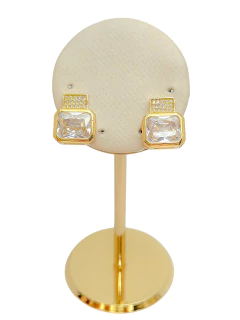 Brinco retangular fixo semijoia folheada a ouro. - comprar online