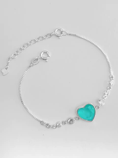 Pulseira com coração zircônia turmalina prata 925 - comprar online