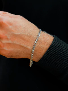 Pulseira de aço masculina elo 3 x 1 - 4,5mm. - comprar online