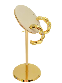 Brinco argola trança cravejada folheado a ouro. - comprar online