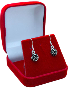 Brinco rosa envelhecida anzol prata 925.