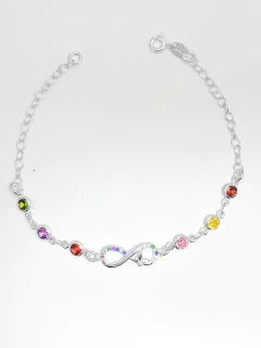 Pulseira de prata 925 com infínito pedras coloridas. - comprar online