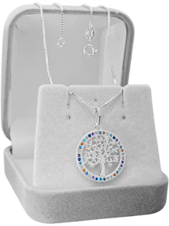 Colar árvore da vida pedras coloridas prata 925. - comprar online