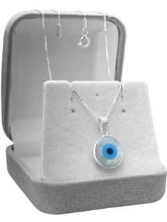 Colar olho grego de madrepérola 13mm prata 925. - comprar online