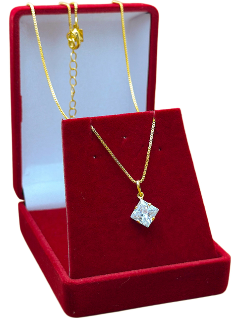 Corrente com ponto de luz de zircônia quadrada folheado a ouro - 7mm. - comprar online