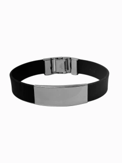 Pulseira de aço masculina com placa lisa. - comprar online