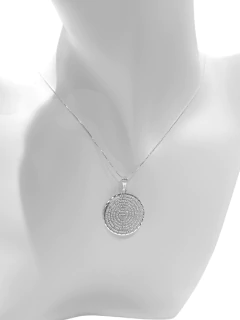 Gargantilha de prata leve com medalha Pai Nosso 2.5cm. - comprar online