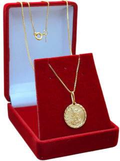 Corrente com medalha São Gabriel folheada a ouro. - comprar online
