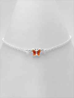 Pulseira de prata 925 borboleta cor laranja. - comprar online