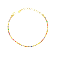 Pulseira riviera pedras coloridas folheada a ouro. - comprar online