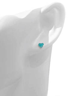 Brinco coração verde turquesa horiental pequeno prata 925. - comprar online