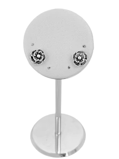 Brinco rosa envelhecida fixo 8mm prataleve. - comprar online