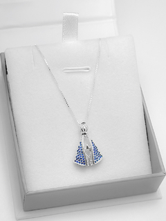Gargantilha N.Sra. Aparecida média manto azul prata 925. - comprar online