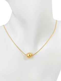 Gargantilha bolinha espelhada 12mm folheada a ouro. - comprar online