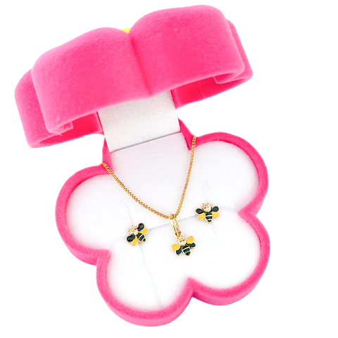 Conjunto infantil abelha folheado a ouro com embalagem florzinha. - comprar online