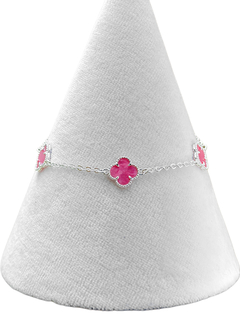Pulseira trevo rosa claro semijoia prataleve. - comprar online