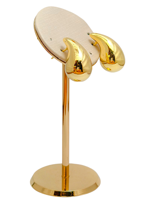Brinco gota bottega liso 2,4cm folheado a ouro. - comprar online
