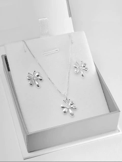 Conjunto borboleta com zircônias brilhantes prata leve. - comprar online