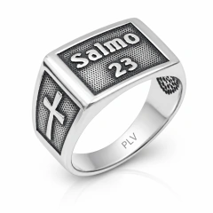 Anel Salmo 23 prata leve.