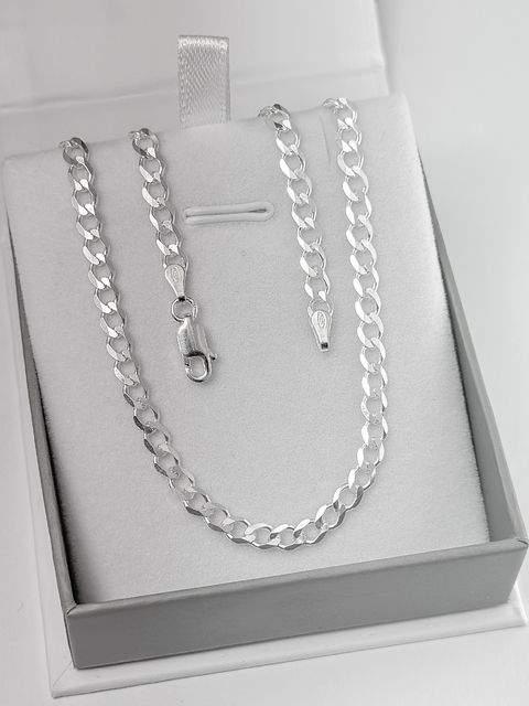 Corrente masculina elo grumet média 4mm de prata 925. - comprar online