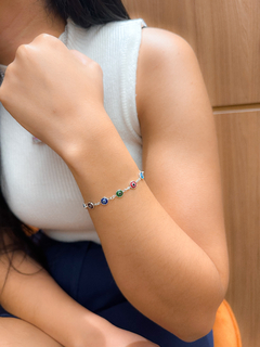 Pulseira de olhos gregos multicores prata 925. - comprar online