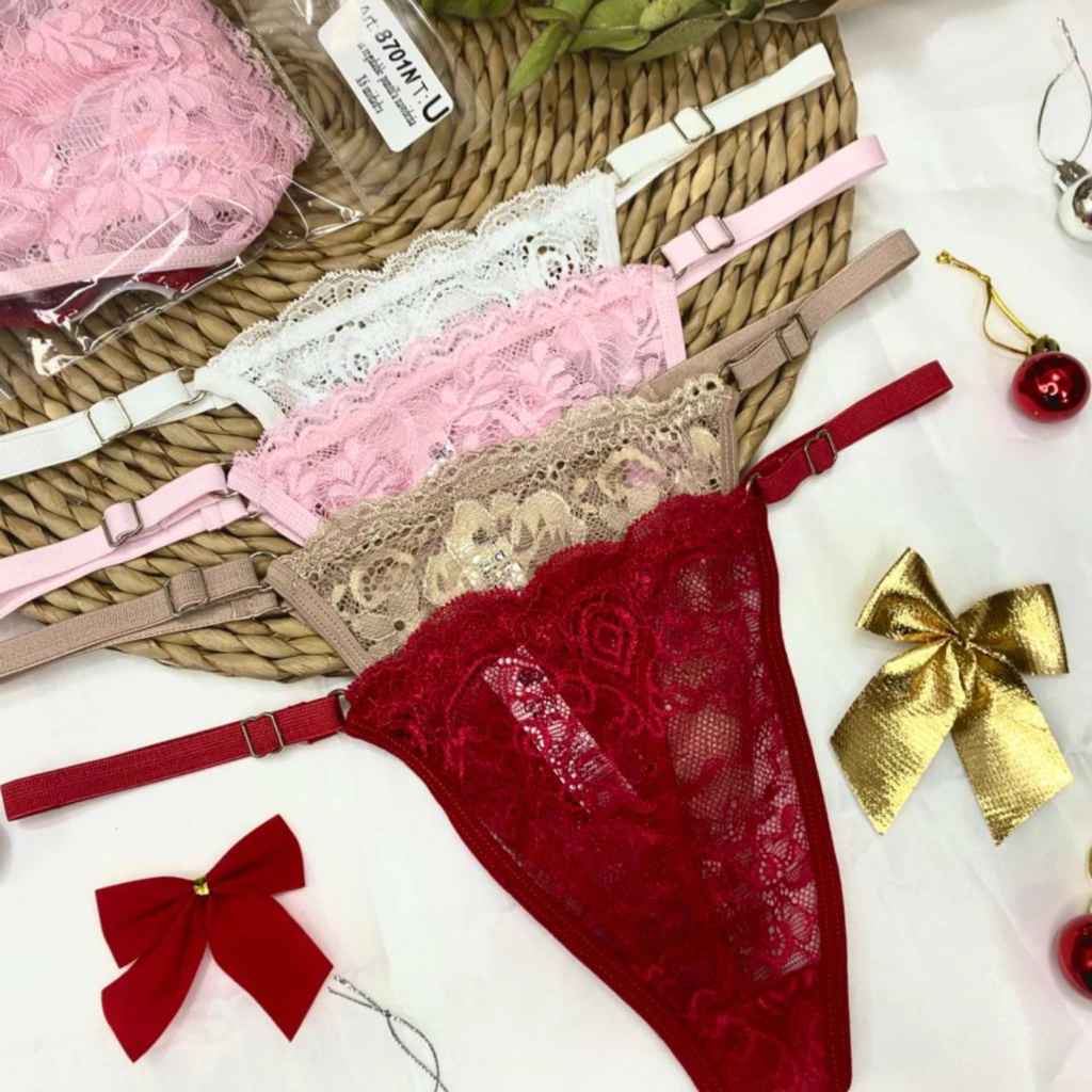 ¡Nuevo ingreso! Art. 8701N - Ojala que si - Pack x6 colaless regulable de puntilla navideña