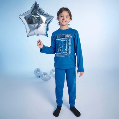 Art. 2593 - Elemento - Pijama monocolor remera estampada interlock ( Talle: 6 a 16 )