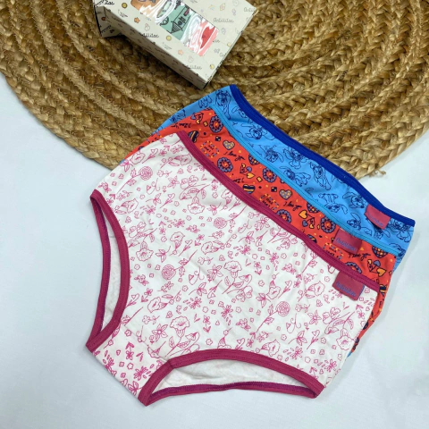 Art. 1802P - Antillitas - Pack x3 bombachita de nena algodón lycra estampada