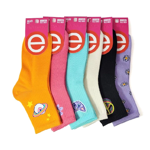 Art. 401 - Elemento - Pack x12 y x6 medias de dama 1/3 estampadas surtidas