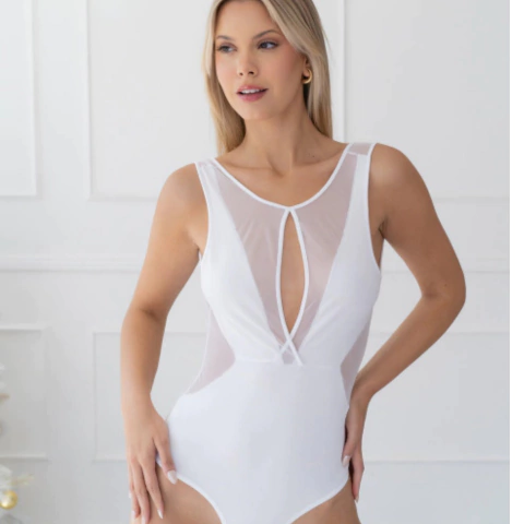 Art. 5064 - Trenda - Body escote recto c/recortes microf. y tul/lyc