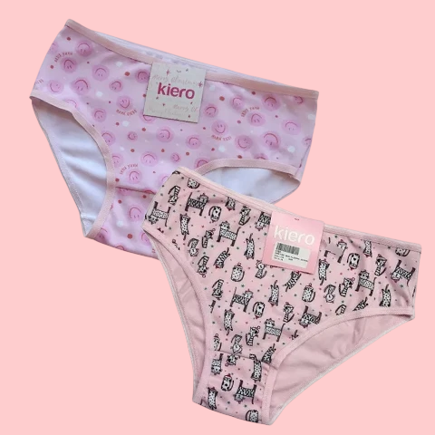 Art. 3819/3789 - Kiero - Vedetina nena algodon/lycra estampada rosa navideño ( Talle: 10 a 14 )