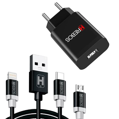 Carregador de Celular Compacto com Cabo Turbo Power Hrebos