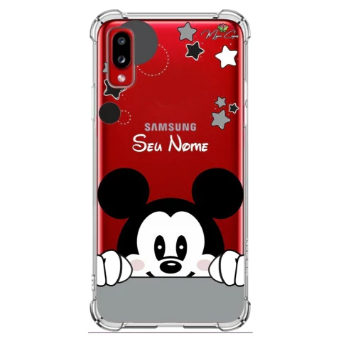 Capa para Samsung Galaxy A02 Personalizada Wish Hello Mickey Mouse