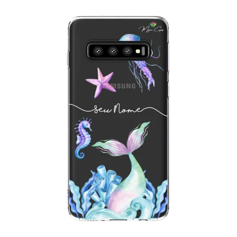 Capa para Galaxy S10 Plus Personalizada Sereias Cauda Azul