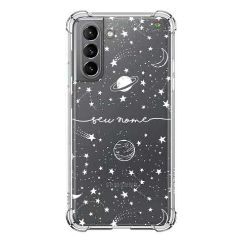 Capa para Samsung Galaxy S21 FE Galáxia Estrelas e Planetas Transparente
