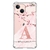 Capa para iPhone 13 mini 5.4" Personalizada Flores de Cerejeira com Inicial Rosa