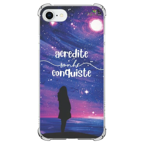 Capa para Apple iPhone SE 2ª Geração Galáxia Acredite, Sonhe e Conquiste
