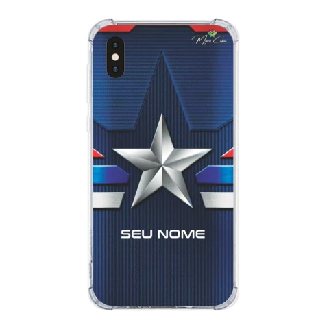 Capa para iPhone Xs Personalizada Heróis Escudo Estrelado