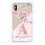 Capa para iPhone Xs Max Personalizada Flores de Cerejeira com Inicial Rosa