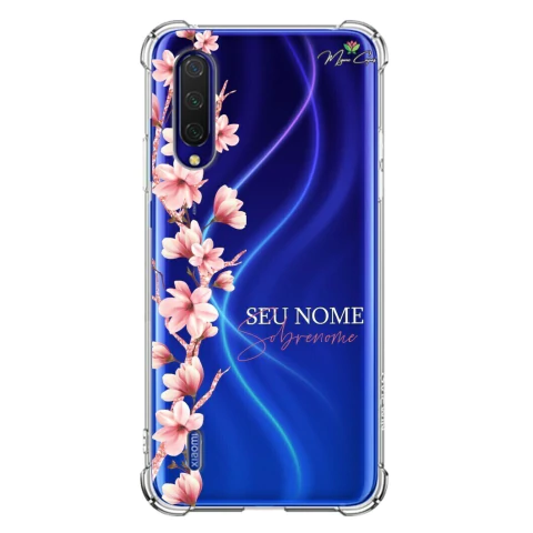 Capa para Xiaomi Mi 9 Lite Flores de Cerejeira na Vertical Transparente