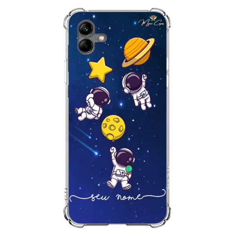 Capa para Galaxy A04 Personalizada Astronauta Amigos Cósmicos
