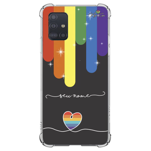 Capa para Galaxy A71 Personalizada Arco-Íris com Coração