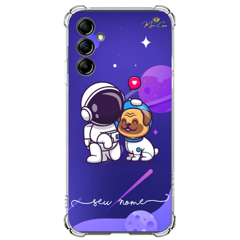 Capa para Galaxy M55 Personalizada Astronauta e o Cachorrinho