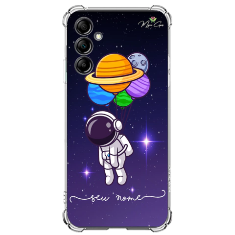 Capa para Galaxy M55 Personalizada Astronauta Balões Planetários