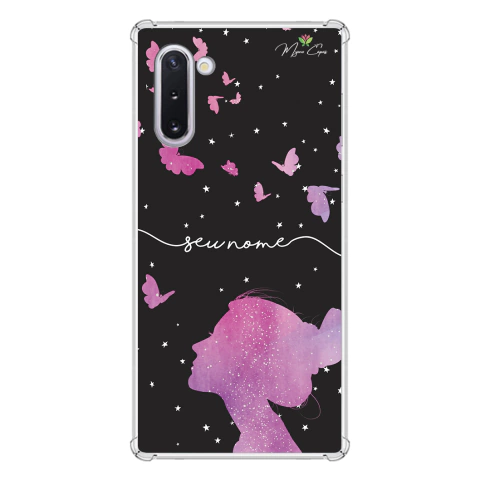 Capa para Galaxy Note 10 Personalizada Flores Menina e as Borboletas