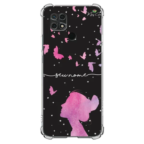 Capa para Xiaomi Redmi 10C Flores Menina e as Borboletas